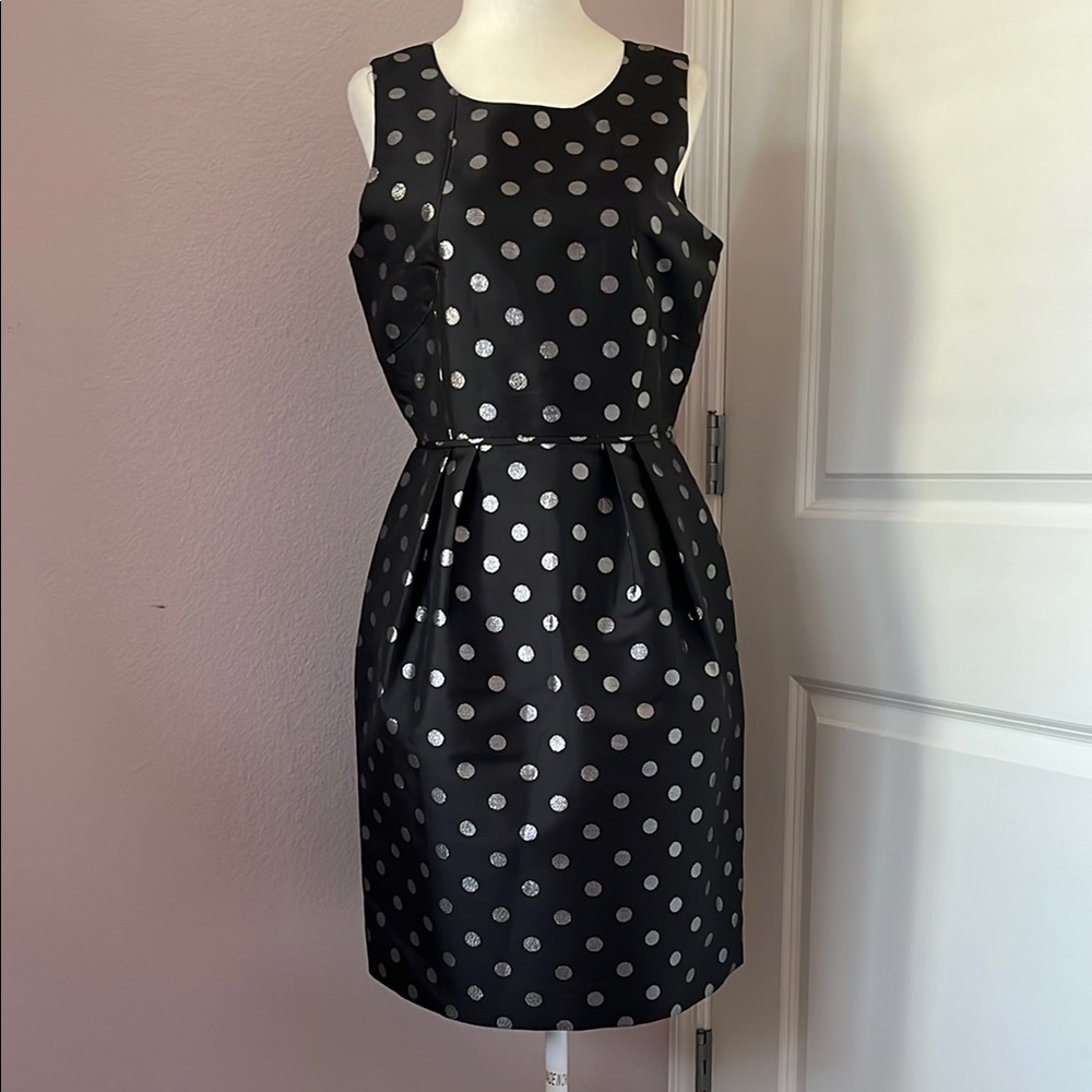 J Crew Black Silver Polka Dot Dress